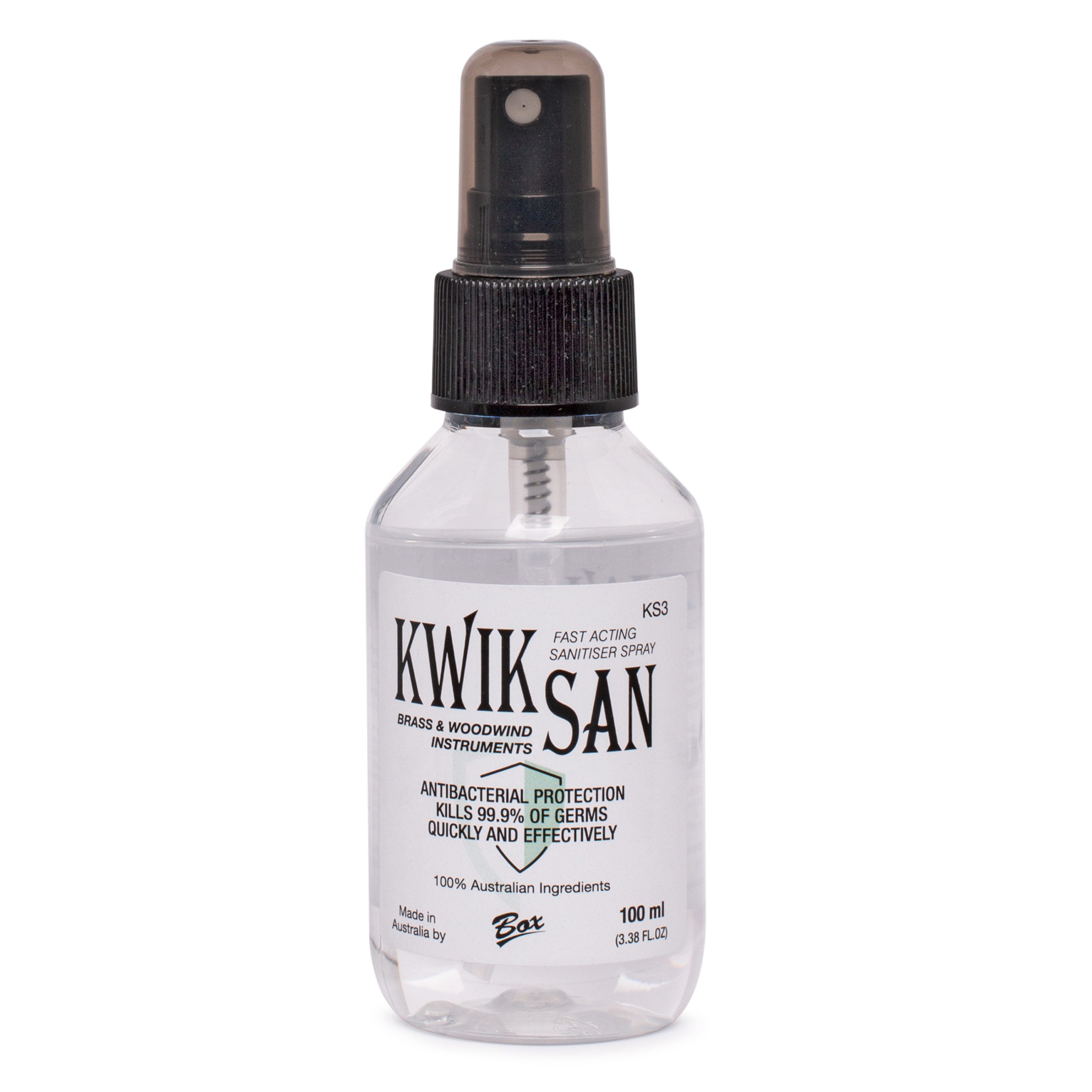 KWIK SAN | KS3 | Sanitiser Spray for Brass & Woodwind instruments. KWIK SAN | KS3 | Sanitiser Spray for Brass & Woodwind instruments.